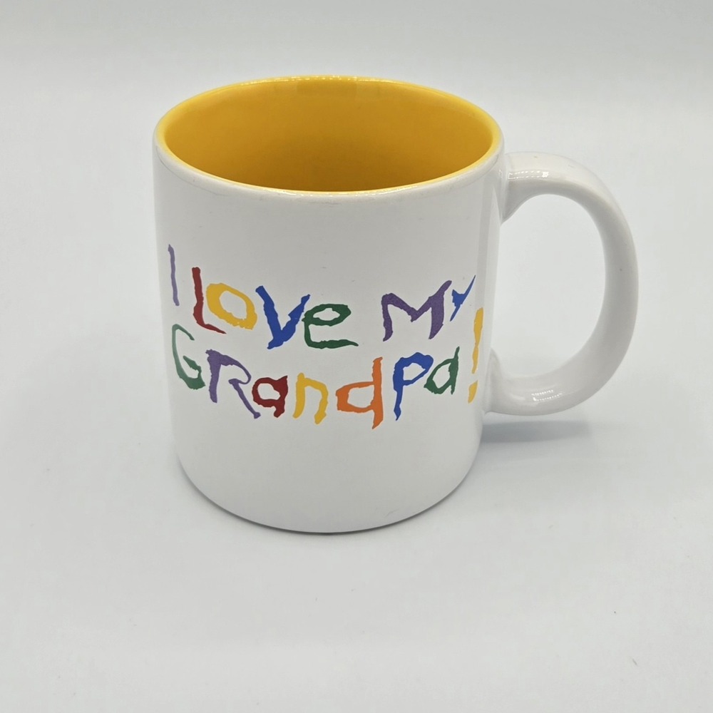 Vtg I Love My Grandpa‎ Ceramic Mug American Greetings Crayon Lettering Rainbow